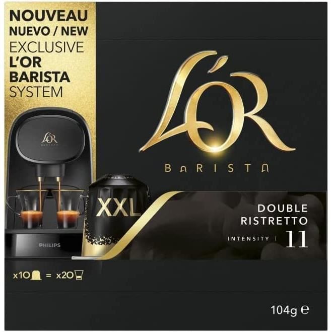 LOT DE 2 - L'OR Barista - Double Ristretto Intensité 11 - 10 capsules de café compatibles avec le système L'OR BARISTA