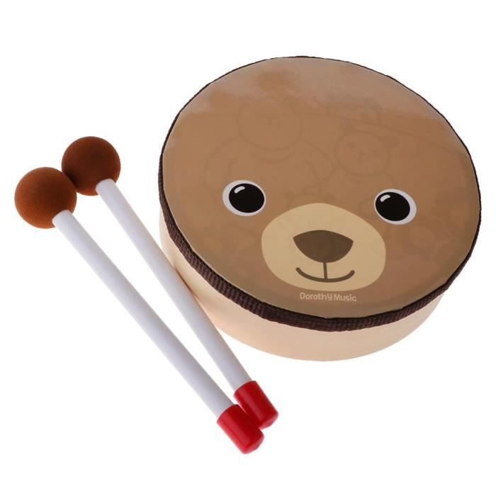 Tambourin 10 Pouces Double Rangée – Instrument Percussion Main Adulte Avec Jingles Métal Brillant Multicolore