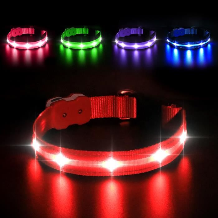Meilleurs prix pour Collier Lumineux pour Chien - MASBRILL - Rouge - Batterie Rechargeable - 3 Modes d'Éclairage