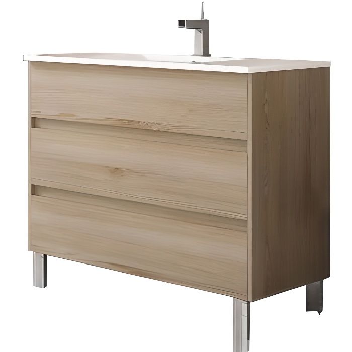 Meuble Sous Vasque De Salle De Bain Tenerife 100cm Bois Clair