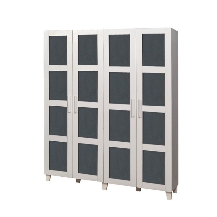 Armoire 4 portes Thoris L160cm Blanc et Anthracite Cdiscount Maison