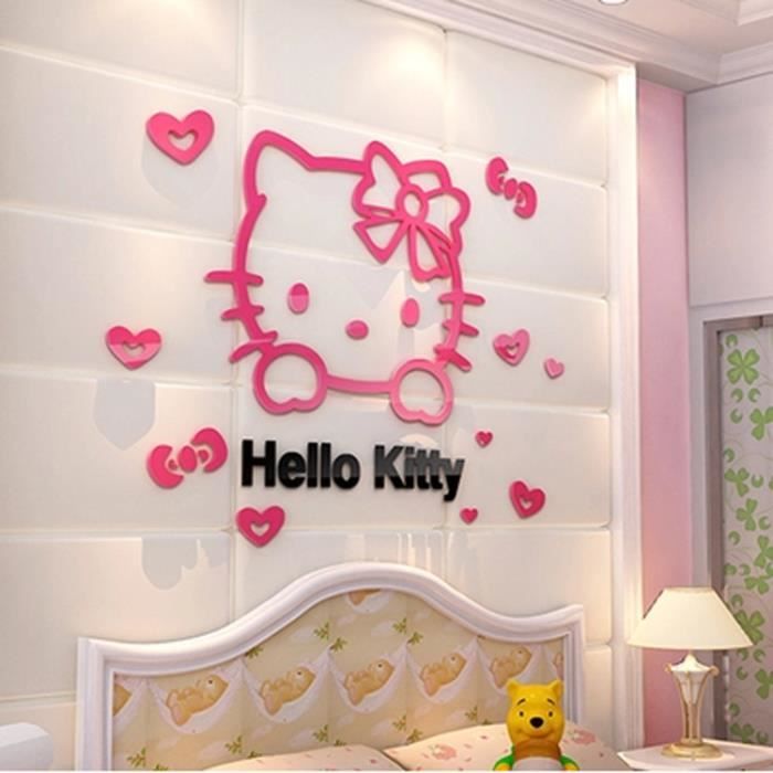 Malkris 3d Hello Kitty Diy Mur Des Autocollants Pour Enfants Chambres Chambres Acrylique Charmante Autocollants De Decoration Achat Vente Objet Decoration Murale Cdiscount