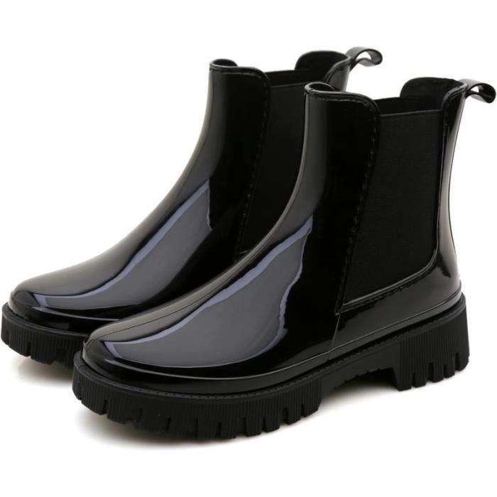 BOOTS Bottes De Pluie Femme Caoutchouc Impermeables Antiderapantes Noir Basse Adulte