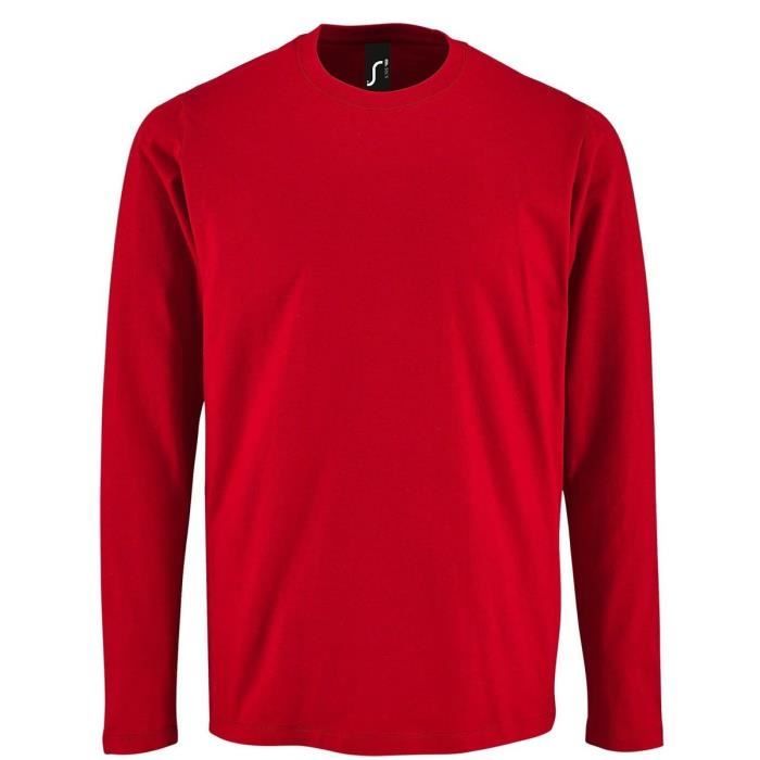 Tee shirt manche longue rouge homme hot sale
