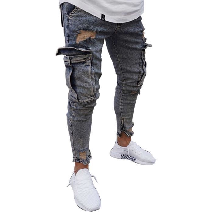 Moto Jeans Homme de Marque Pantalon Jeans de Moto Motorcycle Dechire Homme Outdoor Coton Casual Denim Pantalon Homme Gris Gris Gris Cdiscount Pret a Porter