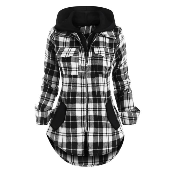 CHEMISIER BLOUSE LIQUETTE Chemise a capuche femme automne hiver faux deux pieces poches style Black Black Cdiscount Pret a Porter
