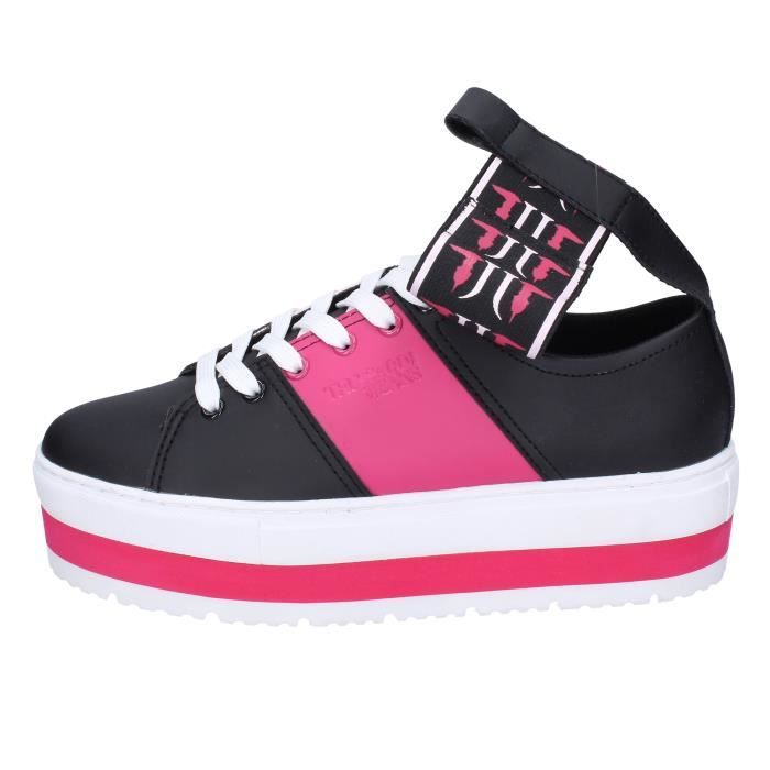 TRUSSARDI JEANS Baskets Femme Noir Cuir BG346 Noir Cdiscount Chaussures