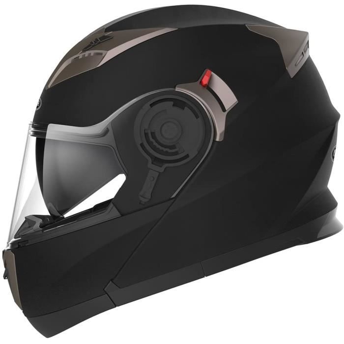 Casque Moto Modulable A-PRO – Homologué, Visière Pare-soleil, Noir Mat, Poids ~1.1 Kg, Intérieur Amovible