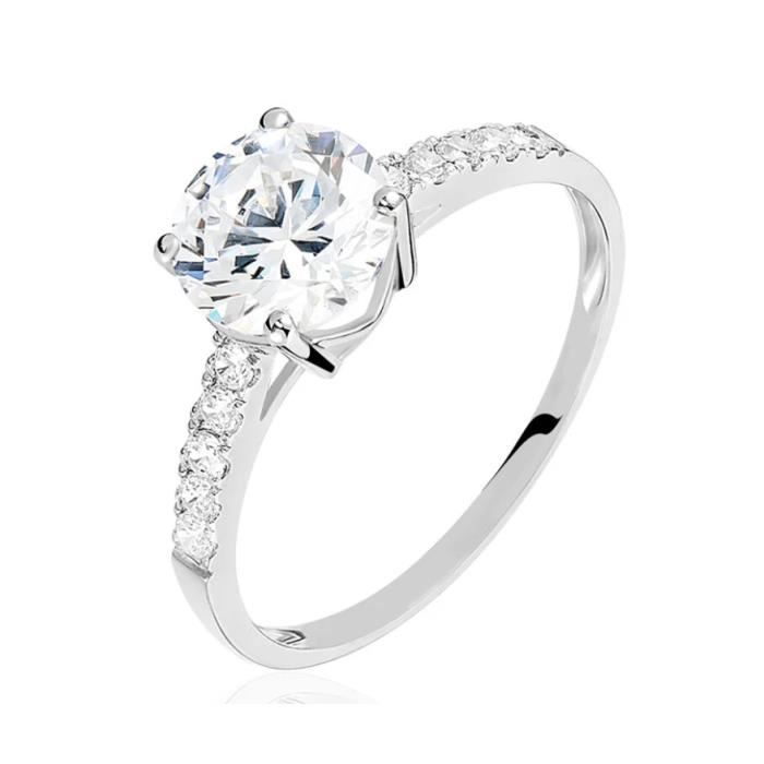HISTOIRE D4OR Bague Solitaire Terese Or Blanc Oxyde De Zirconium