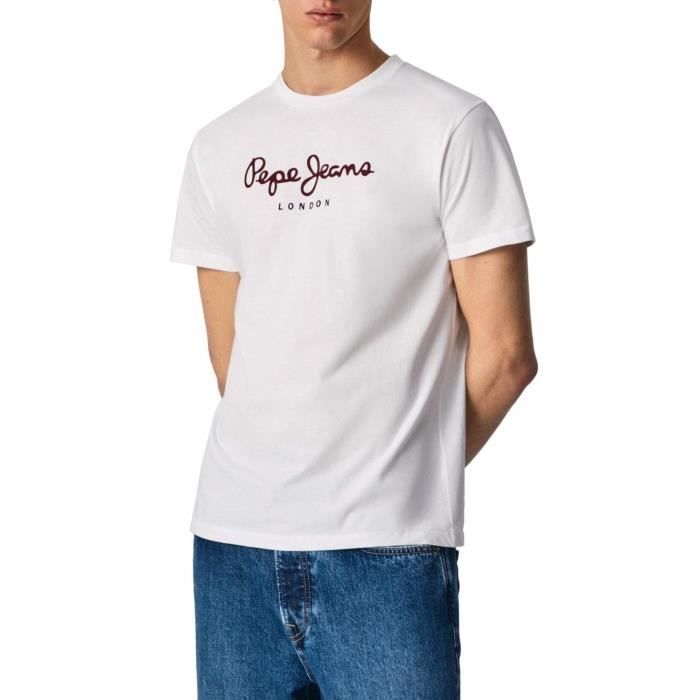 T-Shirt Pepe Jeans Eggo Blanc pour Homme