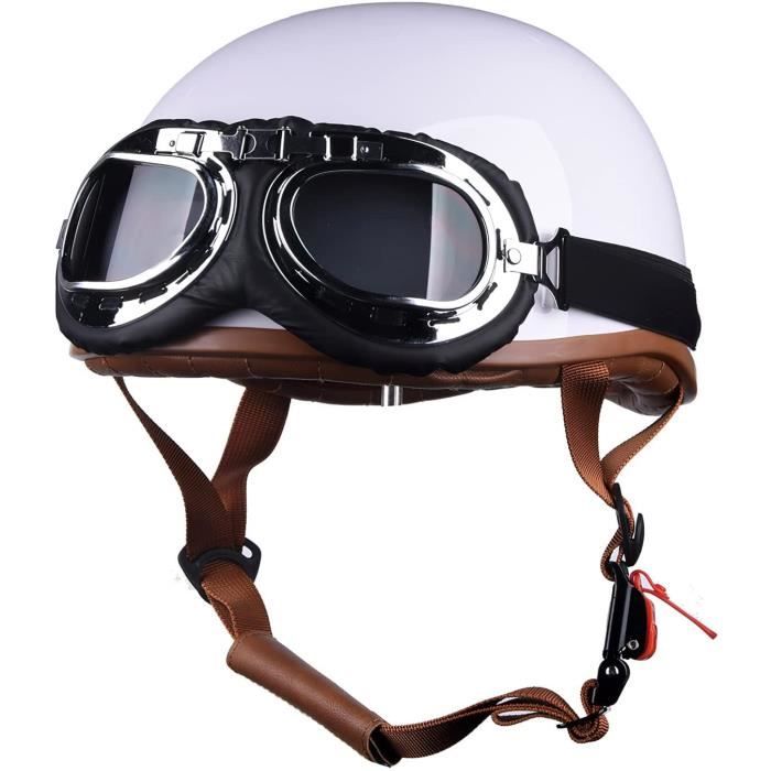 Casque Moto Avec Lunette Intégrée Casque Moto Jet Vintage Open