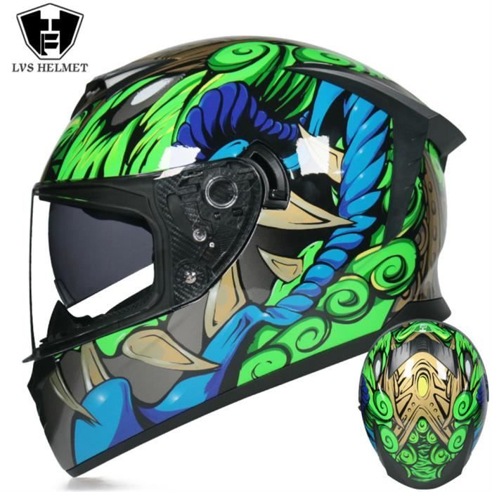Casque Modulaire Moto LVS – Double écran, Certifié DOT/ECE – Course & Cross