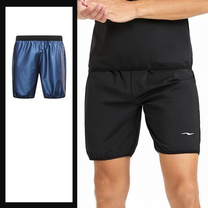 Short de Sudation Homme - Fitness - Noir - Taille élastiquée - Brûler des graisses - Suer
