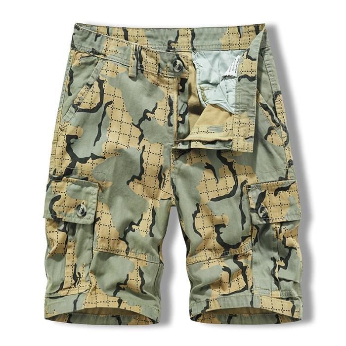 LIUPMWE Short Homme Coton Chino Été Cargo Casual Sport Avec Poches Et Taille Élastique