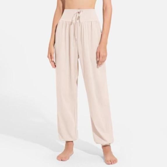 Pantalon Sarouel Femme Sport Taille Haute Bouffant Beige MR