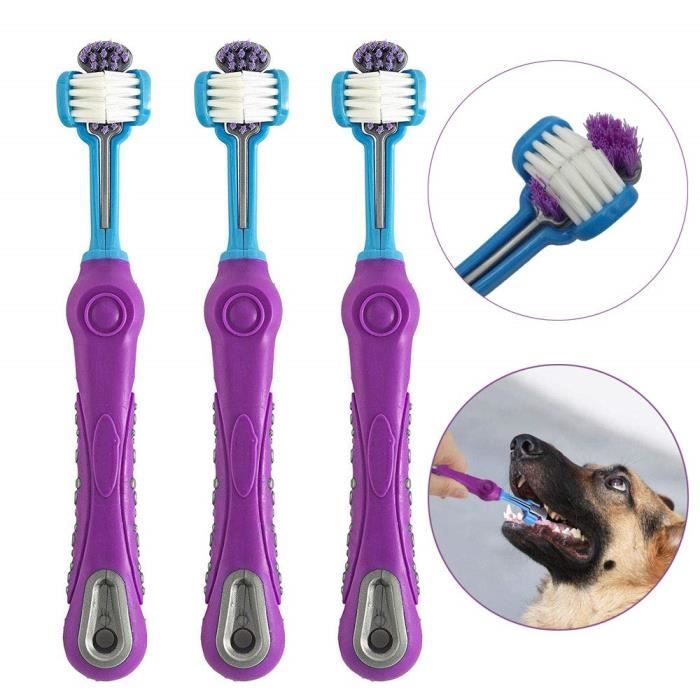 Comparer les prix de 3 Pack Brosse à Dents pour Chien pour Soins dentaires pour Animaux Brosse à Dents à Trois têtes Hygiène Dentaire Chien Brosse à