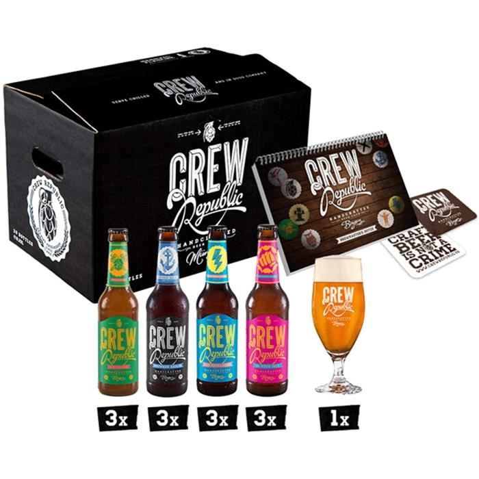IPA Craft Beer Gift Mix Box, Variety Set incl. Verre à bière et notes