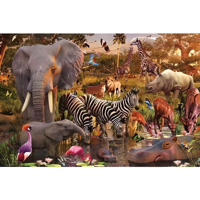 Puzzle Animaux Continent Africain - Ravensburger - 3000 pièces - Adulte - 98x75cm