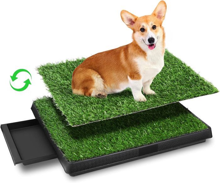 Meilleurs prix pour Toilettes pour Petits et Grands Chiens, Maison de Toilette pour Animaux de Compagnie avec 2 Gazon-Artificiel Durable
