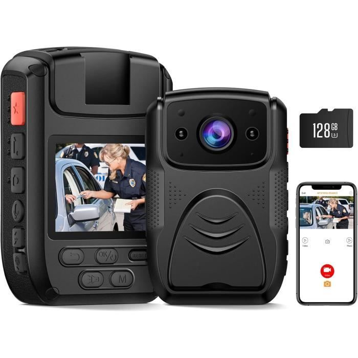 BOBLOV N9 Mini Caméra Corporelle 64Go Full HD 1296P - Caméra Portable Vision Nocturne IR, Idéale Police Sécurité Et Usage Quotidien