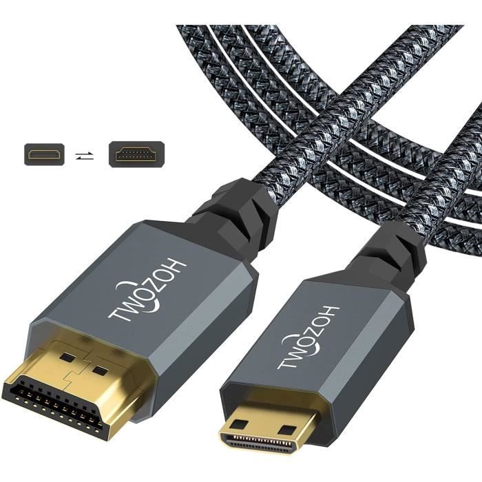 Longueur Câble Mini Hdmi Vers Hdmi 7,5M, Nylon Tressé 4K Câble Mini Hdmi C Vers Full Hdmi A