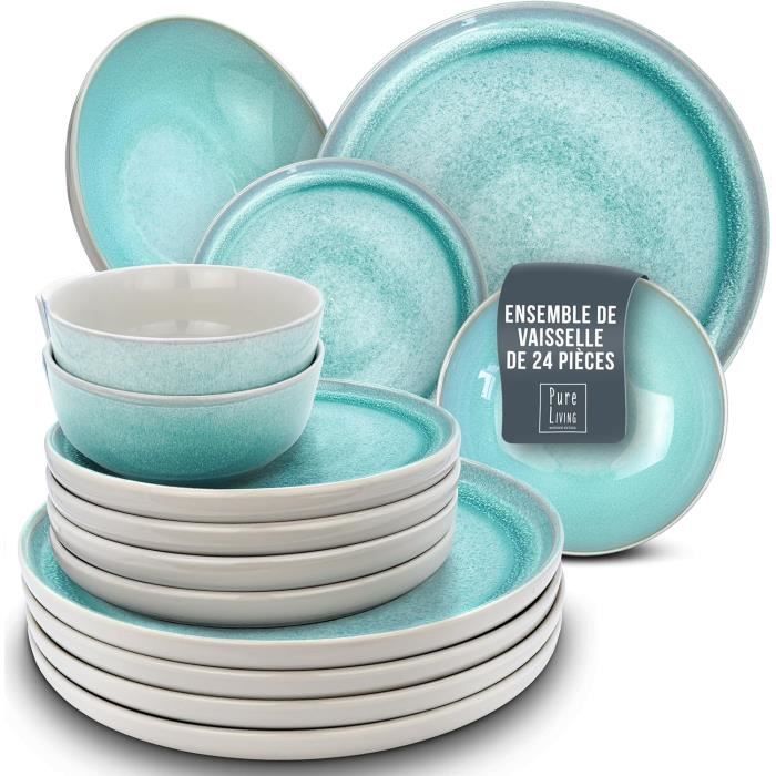 Service De Vaisselle Bormioli Prometeo - 18 Pièces (6 Assiettes Plates, 6 Creuses, 6 Desserts) Verre Opale