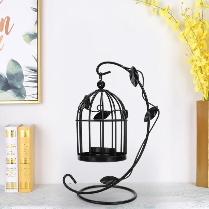 Métal Décorative Oiseau Cage Suspendu Lustre Bougeoir