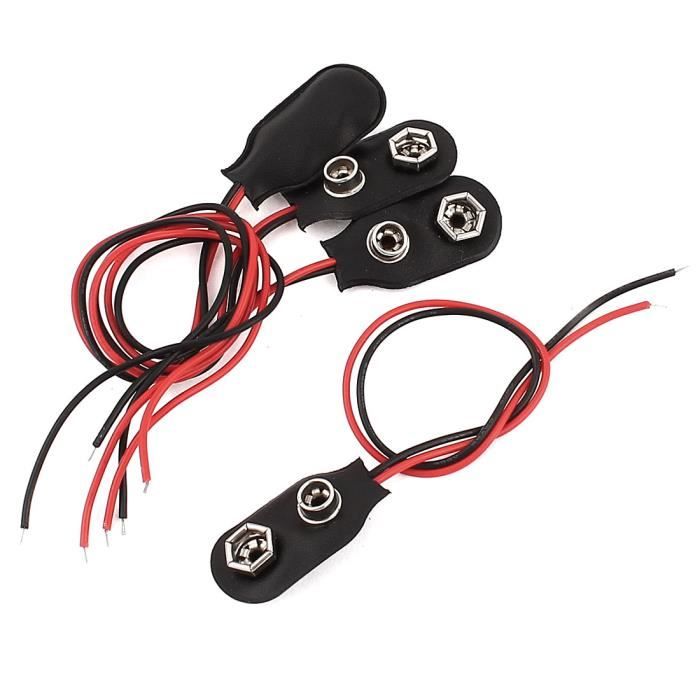 4pcs 10cm Cable Fil 9v Pile 9 Volts Avec Connecteur Agrafe Noir Type T Achat Vente Piles Cdiscount