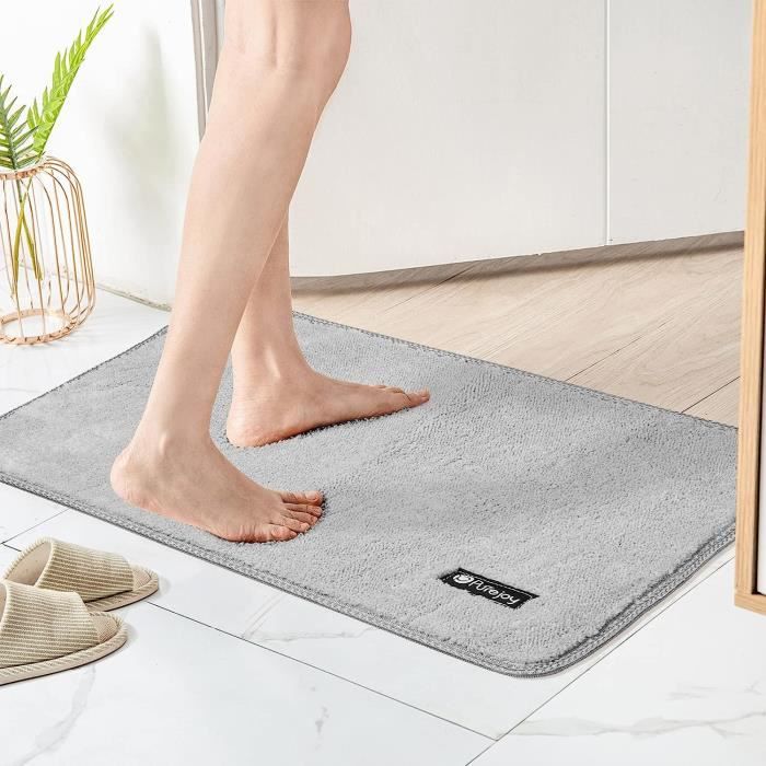 Set 3 Tapis Salle De Bain 50x80 Cm - Microfibre Absorbante, Antidérapant - Motif Chat - Avec Tapis WC & Contour