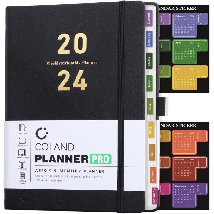 COLAND Agenda Journalier 2024,Scolaire Semainier -21,3 × 14,7cm ...