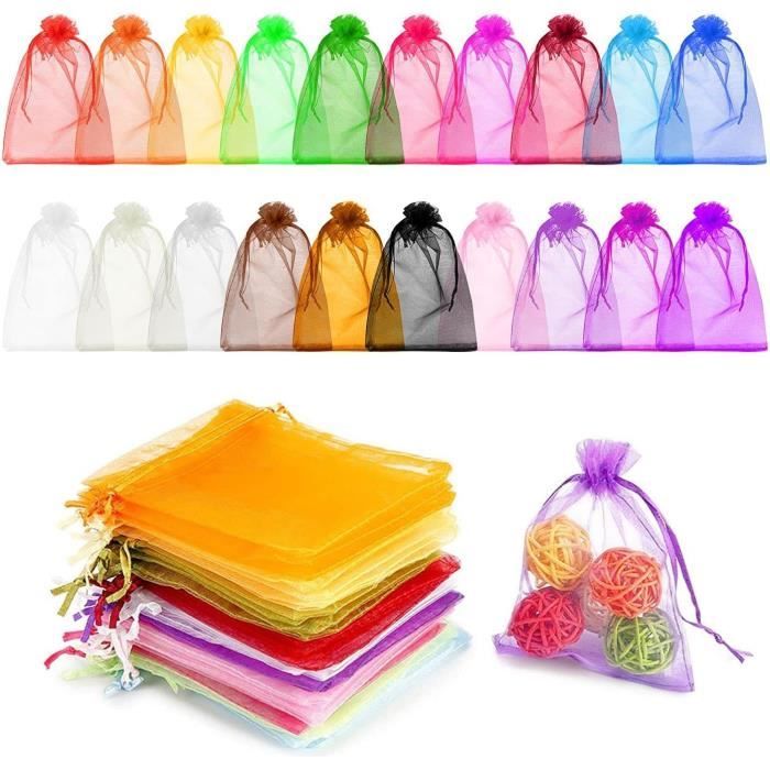 100 Sachets Organza 17x23cm WAYOUTER - Blanc - Pour Cadeaux, Mariage, Bijoux - Cordons Serre