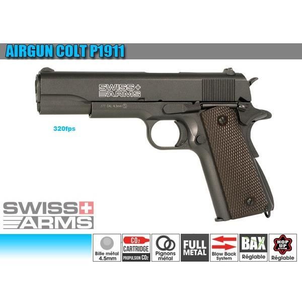 Pistolet Colt 1911 Co2 Airgun 4 5mm 1 7j Blowback Prix Pas Cher Cdiscount
