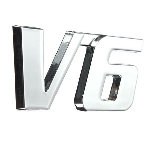 3D DIY V6 Sticker Autocollant Décoration Chromé Metal Badge Pr Auto Voiture Car