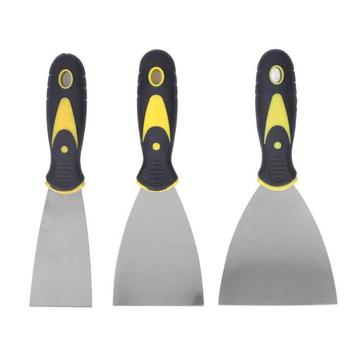 Lot De 3 Grattoirs à Mastic En Acier Inoxydable Manche Bois - Neuf, Marque Zaplyte, Qualité