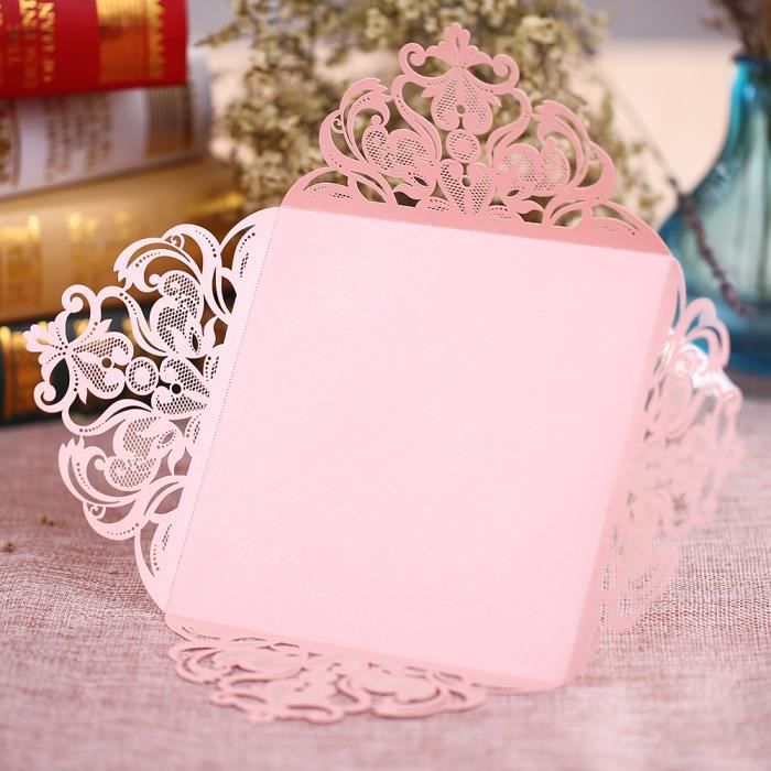 10pcs Cartes D Invitation Mariage Fete Romantique Creatif En Motif Sculptes Creux Delicats Rose Achat Vente Faire Part Invitation 10pcs Cartes D Invitation Cdiscount