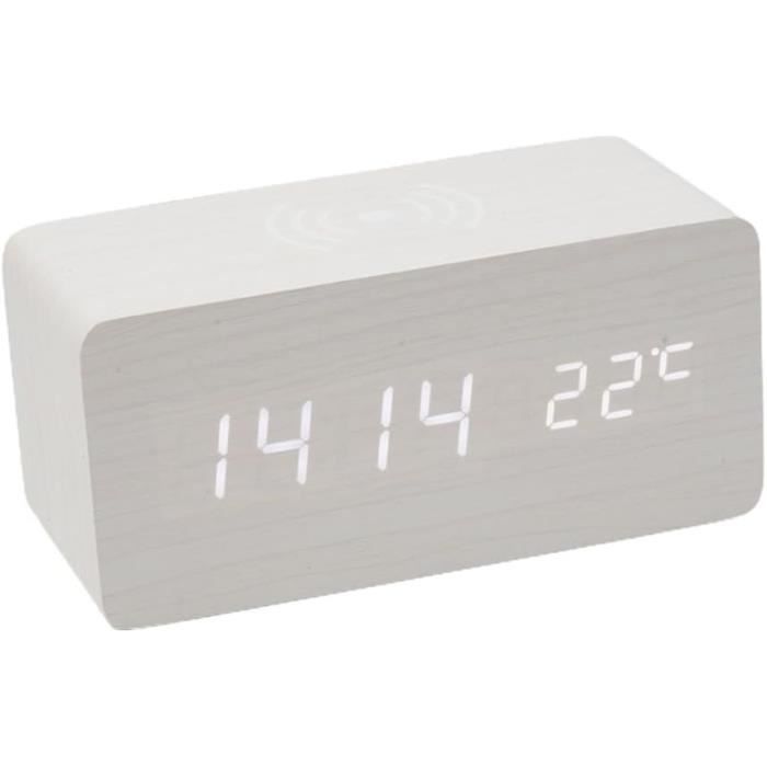 ThreeH Réveil Numérique En Bois Avec Affichage électronique