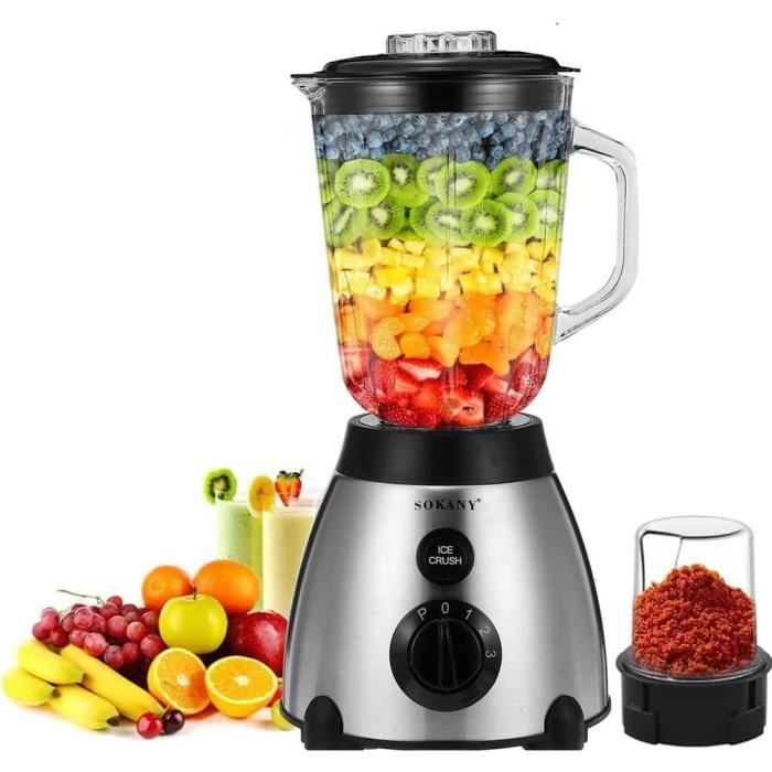 Uten Blender à Smoothie 2 L, Mixeur de Cuisine 1800 W, Impulsion et 5
