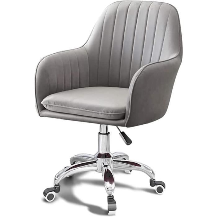 Chaise Pivotante, Fauteuil De Bureau En Velours Réglable En Hauteur Base Galvanisee Charge 125kg V 99058345