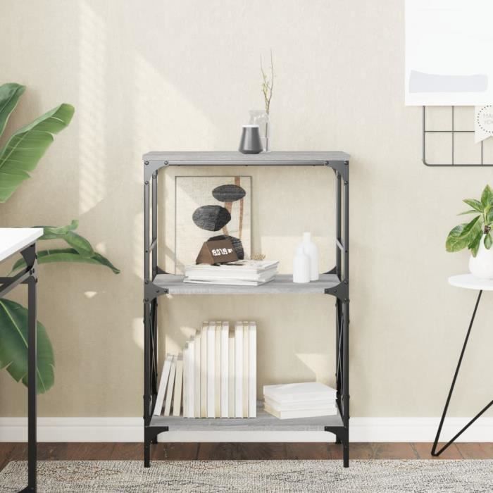 Bois De Pin Massif Bibliothèque À 3 Niveaux Etagère À Livres Organisateur Armoire De Rangement