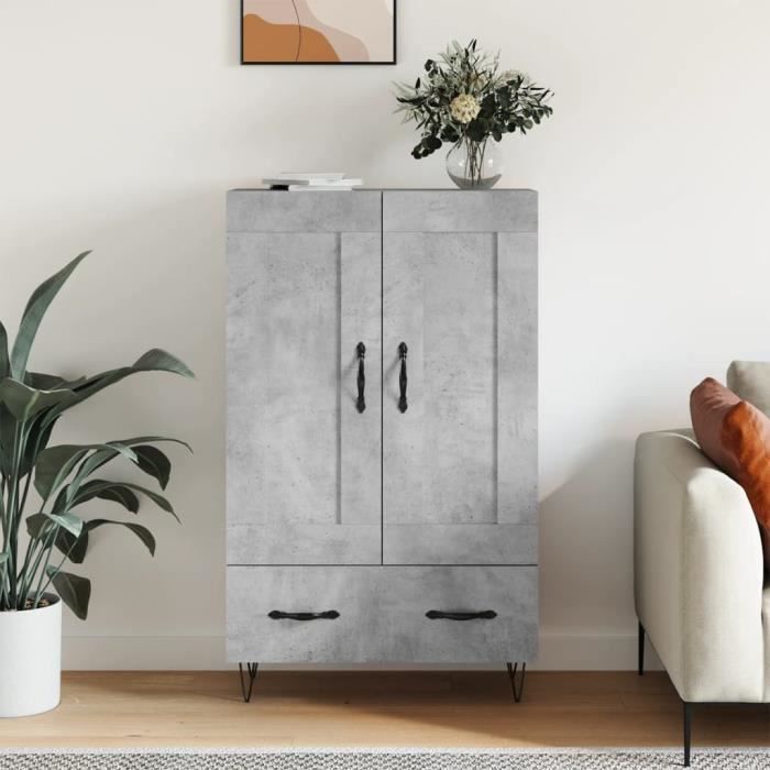 vidaXL Buffet haut gris béton 695x31x115 cm bois dingénierie 830320