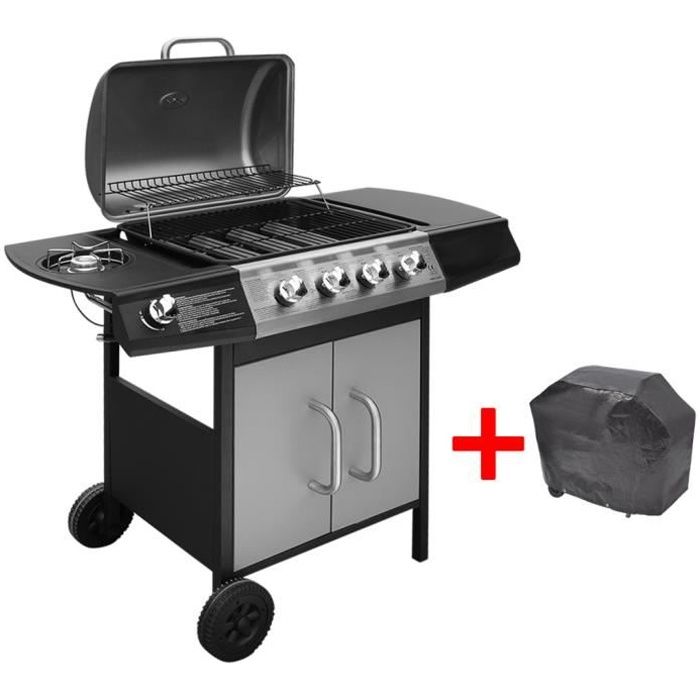 VidaXL Barbecue à gaz 4 + 1 zone de cuisson Noir et argenté