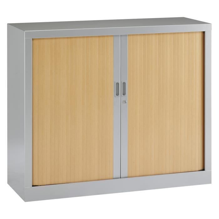 armoire basse à rideaux monoblocs generic 100 x 120 cm alu- hêtre