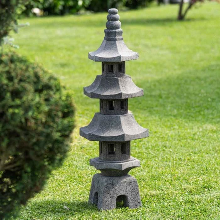 lanterne japonaise en pierre de lave - wanda collection - 100cm - extérieur - design contemporain
