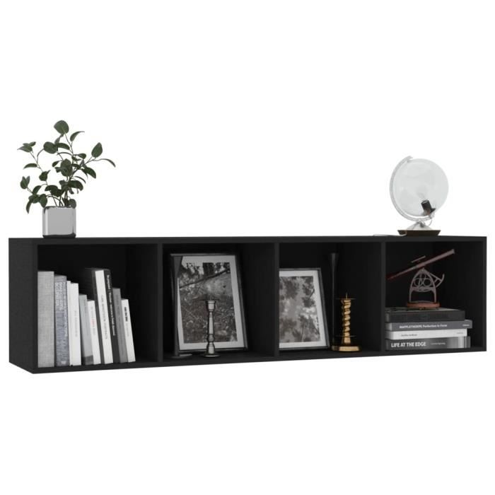 wxs - étagères - bibliothèque/meuble tv noir 143 x 30 x 36 cm