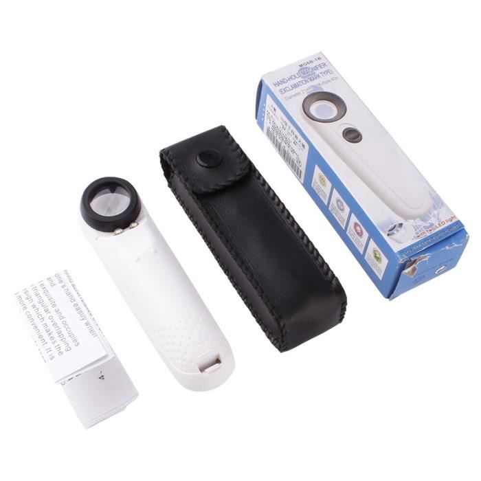LOUPE,WHITELUXIANZI Loupe portative 40X avec LED HD bijoutier