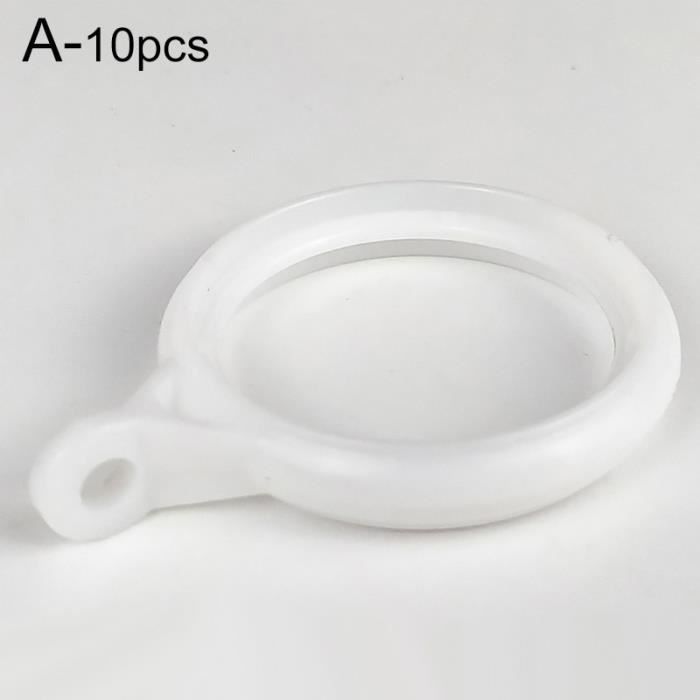 Anneaux De Rideau De Douche En Plastique - Lot De 50, Noir, Dimensions 4.2x6.3cm - Compatible Tringles Droites Et D'Angle