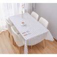 4 x Nappe antitaches rectangle en PVC pour Table Intérieure et Extérieure Nappe Dîner pour Cuisine 140x180 cm, treillis-1