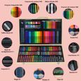 180 Pcs Kit de Dessin, SDLOGAL, Valise Portable, Incl Pastel, Aquarelle, Crayons Couleurs, pour enfant-1