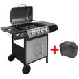 vidaXL Barbecue à gaz 4 + 1 zone de cuisson Noir et argenté-1