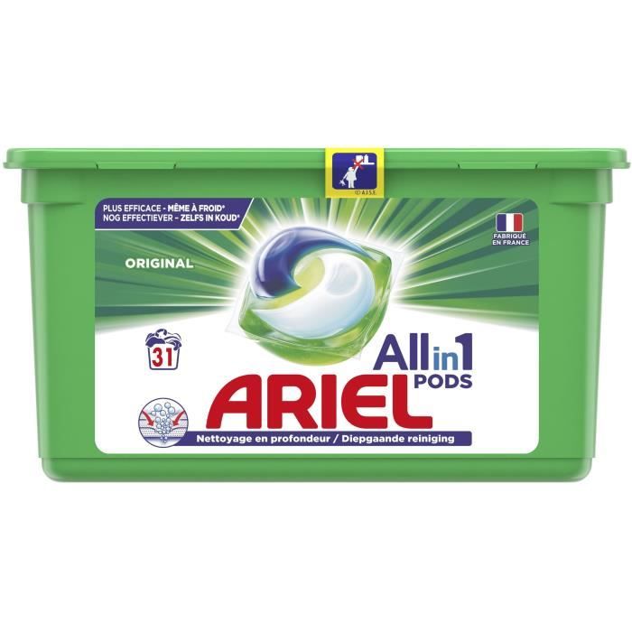 ARIEL Allin1 Pods Lessive en capsules Original - 31 lavages - Cdiscount  Electroménager